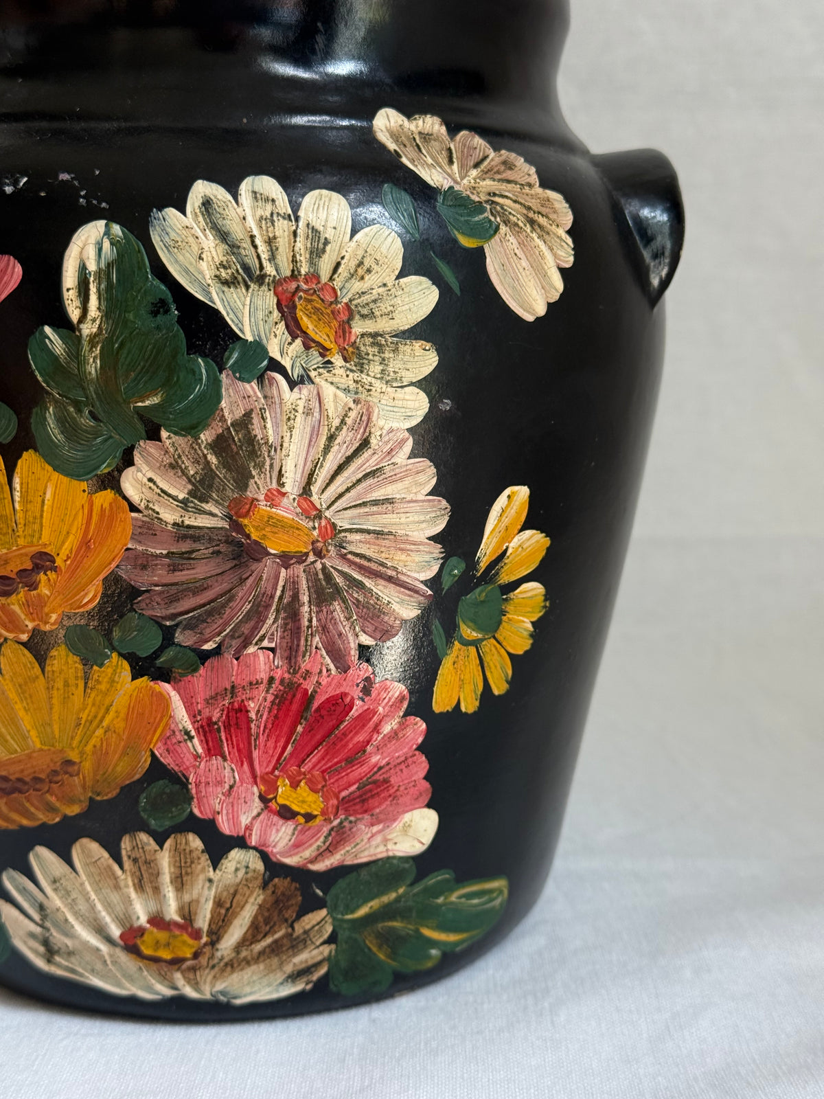 Vintage Hand-Painted Ceramic Crock