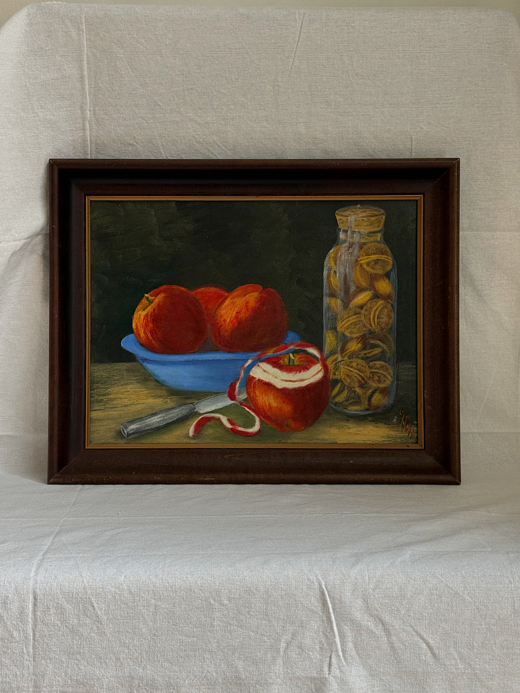 Vintage Original Still Life Apple Painting