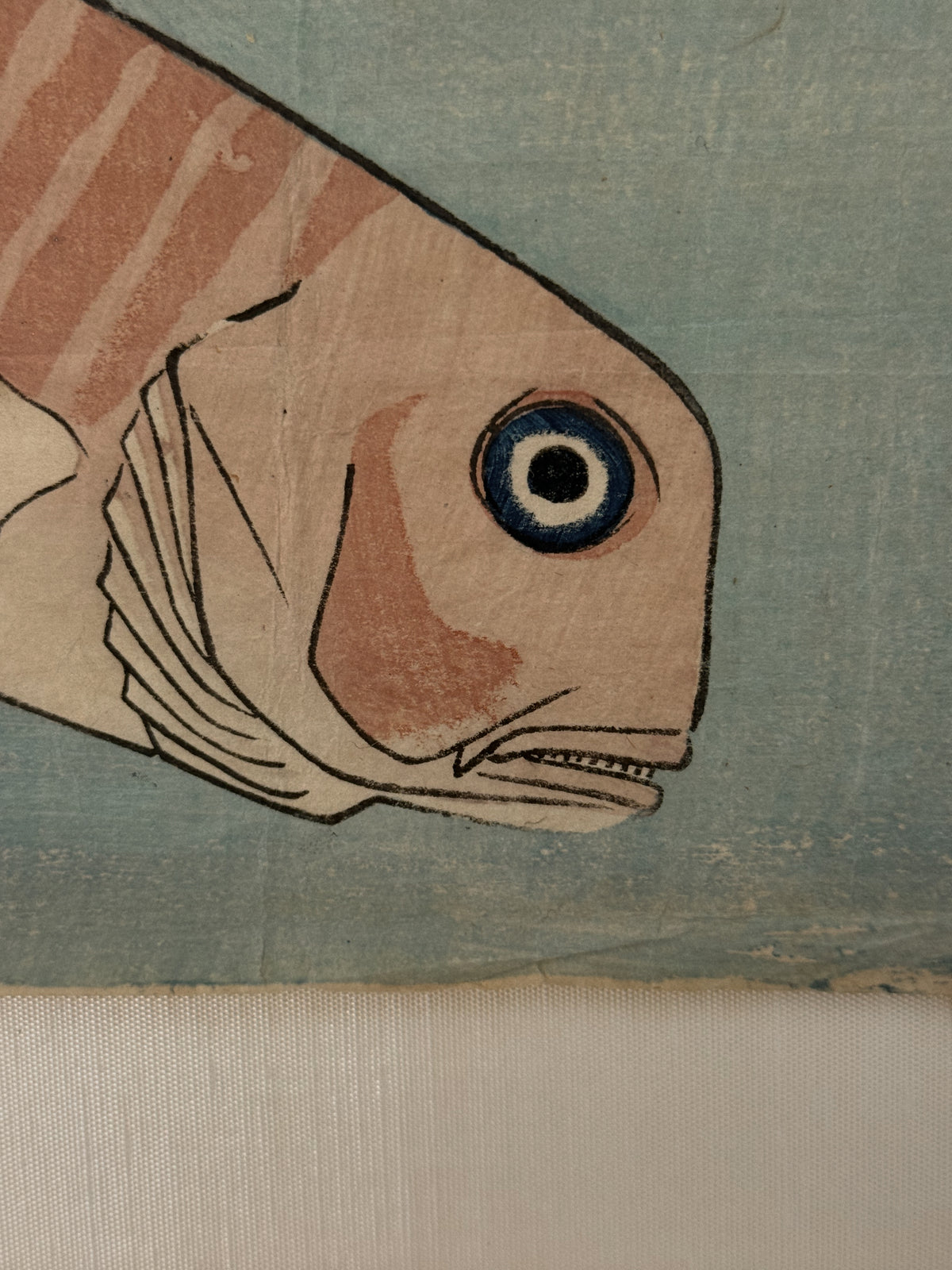 Antique Japanese Woodblock Fish Print, Circa 19th Century