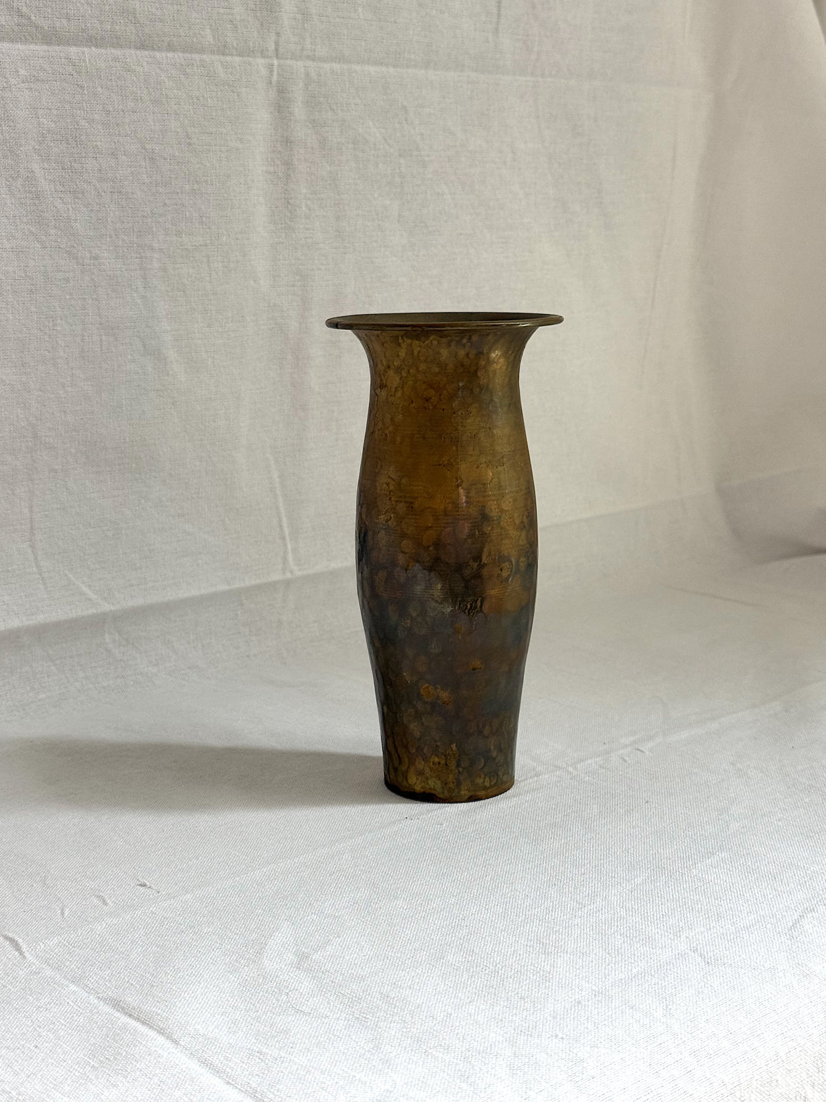 Vintage Hammered Brass Vase